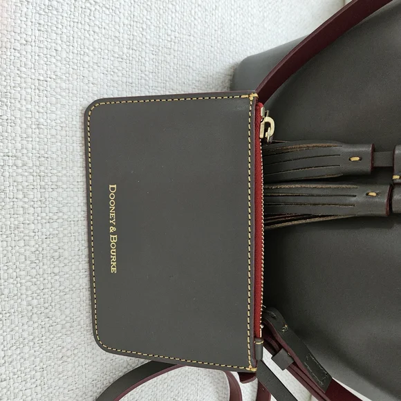 Dooney & Bourke Grey and Burgundy Women's Bag And Wallet - Picture 11 of 15
